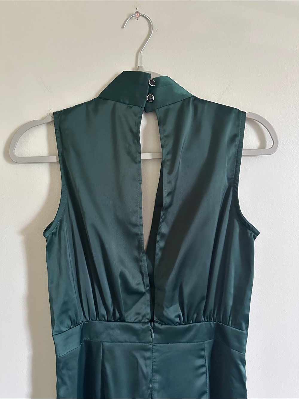 Chic Emerald Satin Jumpsuit - Picture 10 of 10